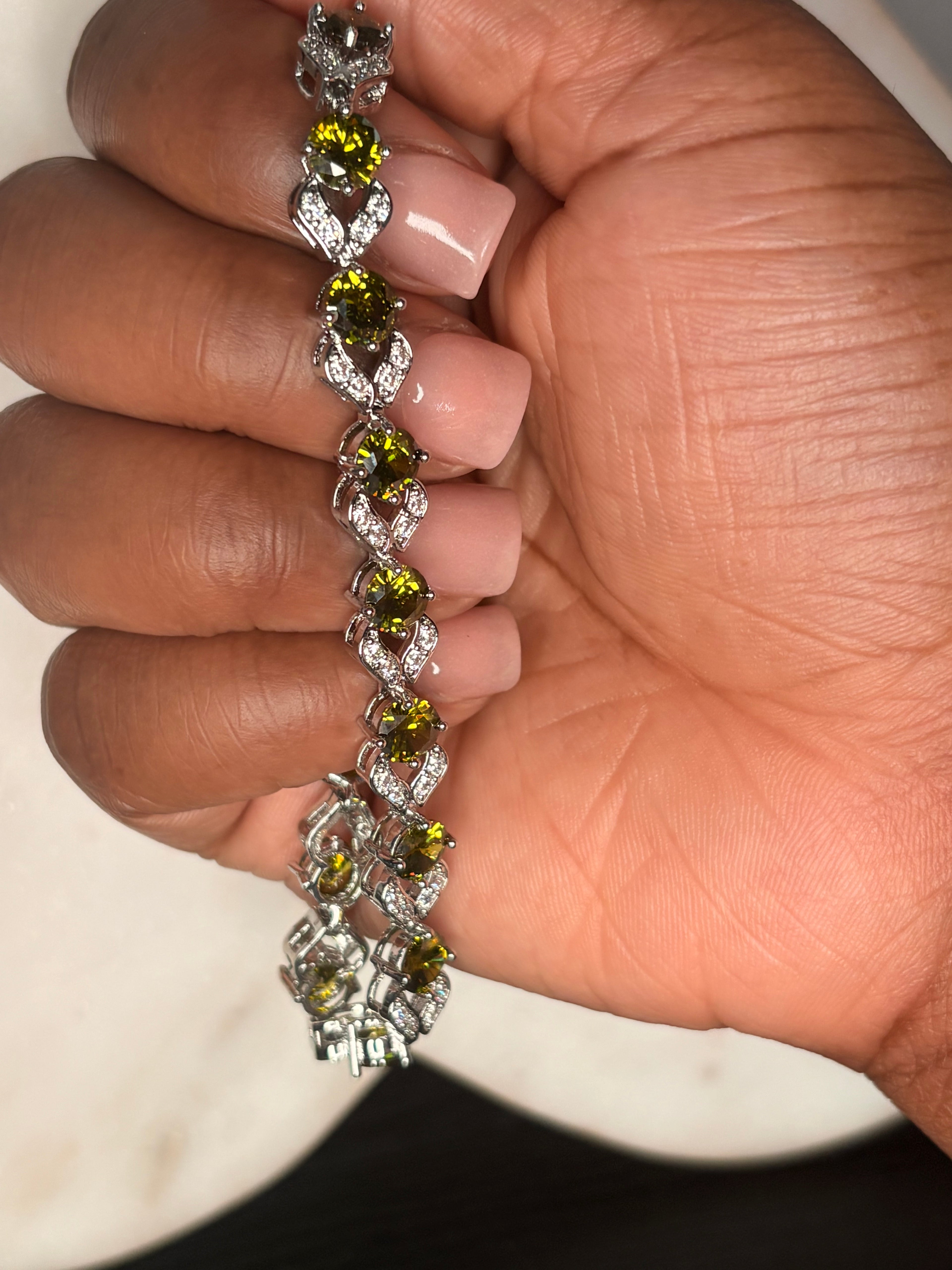 Olive gemstone bracelet
