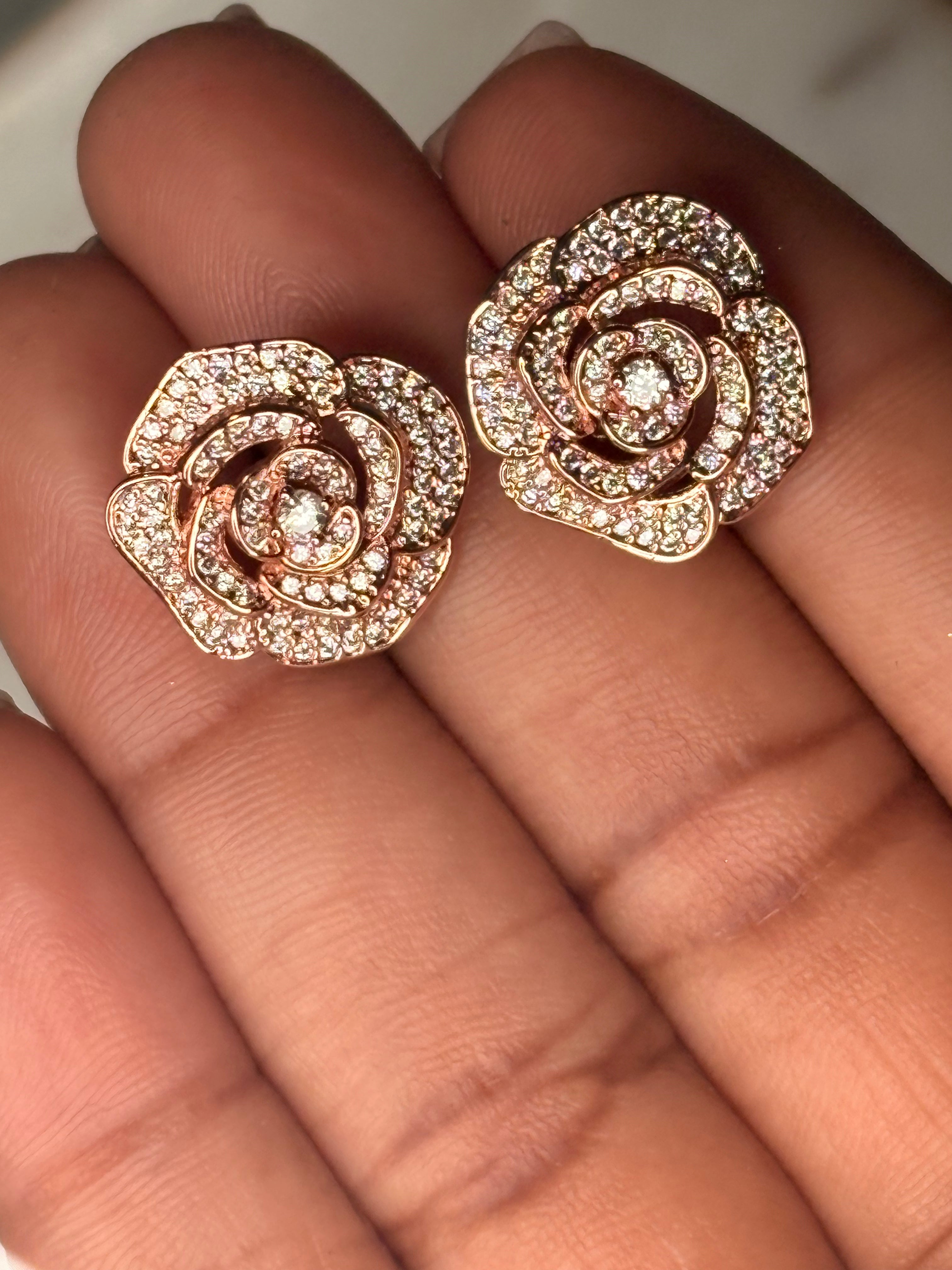 Lotus Flower Rose gold ear ring