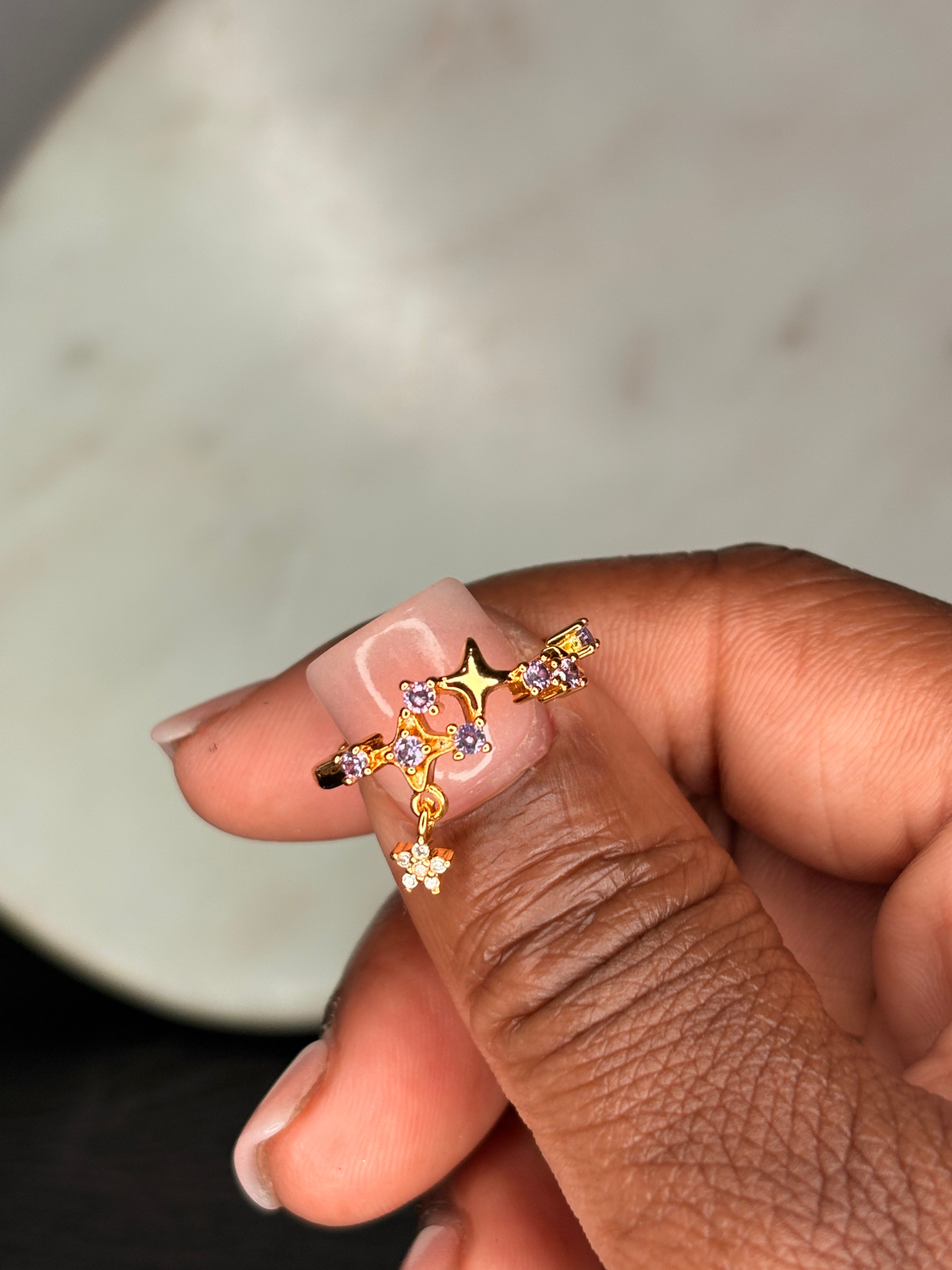 Starry gold adjustable ring