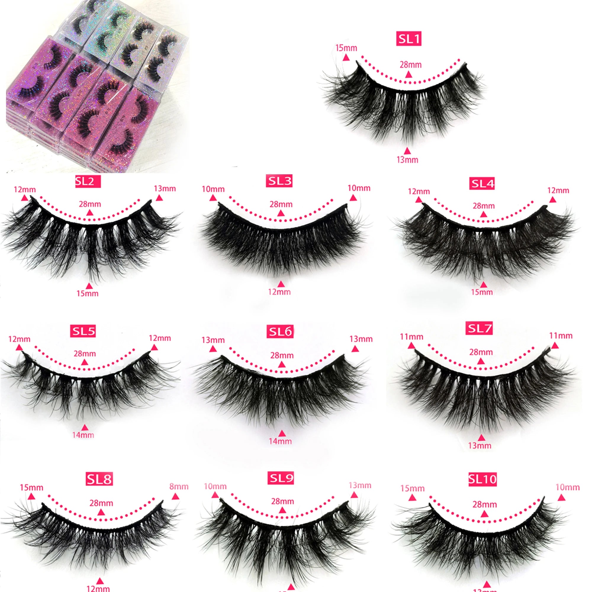 5/10/30/50/100Pcs fluffy mink eyelashes wholesale