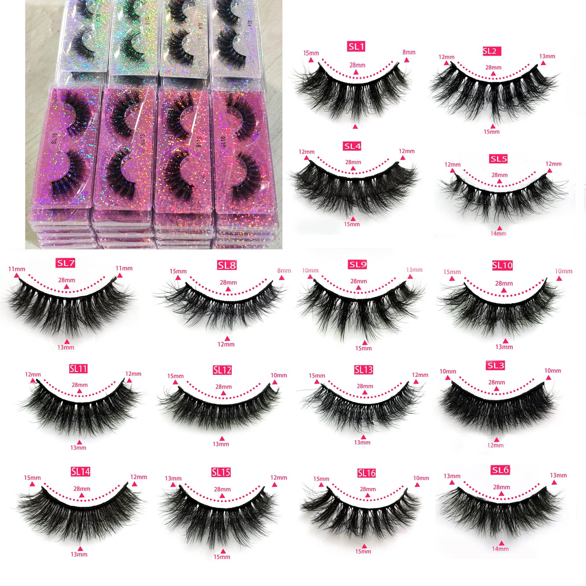 5/10/30/50/100Pcs fluffy mink eyelashes wholesale