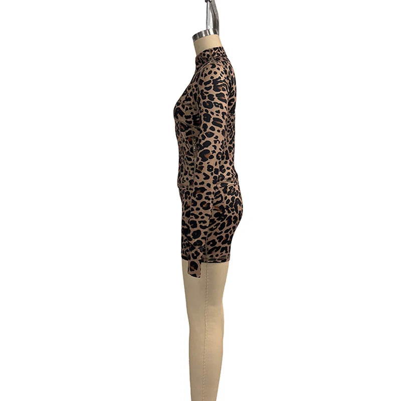Leopard Print 2 Pieces Set  Gym Tracksuit